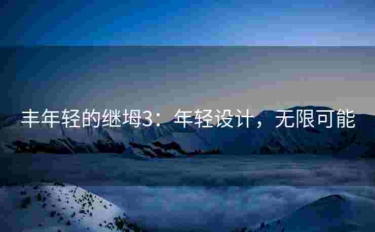 丰年轻的继坶3：年轻设计，无限可能