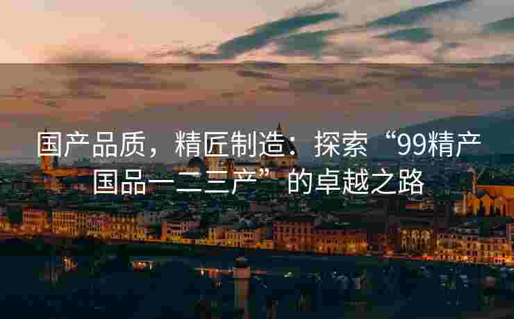国产品质，精匠制造：探索“99精产国品一二三产”的卓越之路