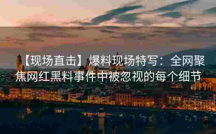 【现场直击】爆料现场特写：全网聚焦网红黑料事件中被忽视的每个细节