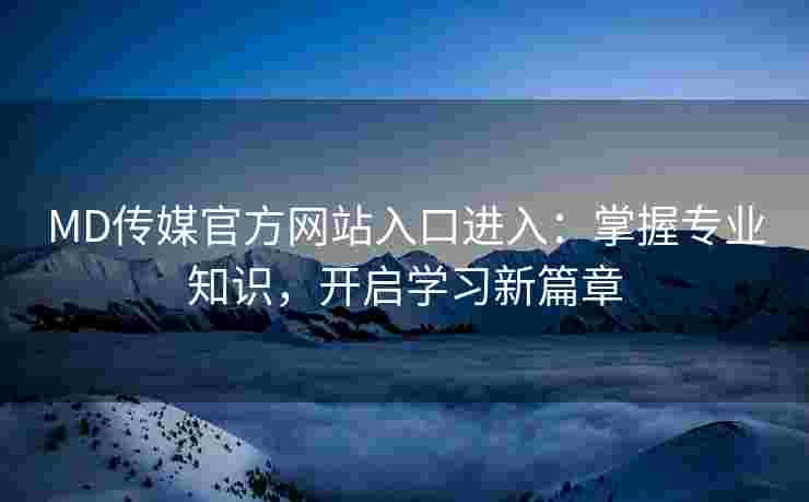 MD传媒官方网站入口进入：掌握专业知识，开启学习新篇章