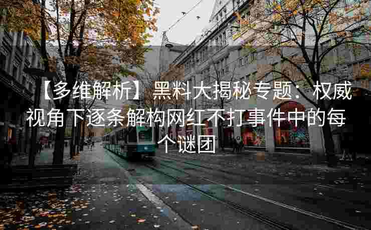 【多维解析】黑料大揭秘专题：权威视角下逐条解构网红不打事件中的每个谜团