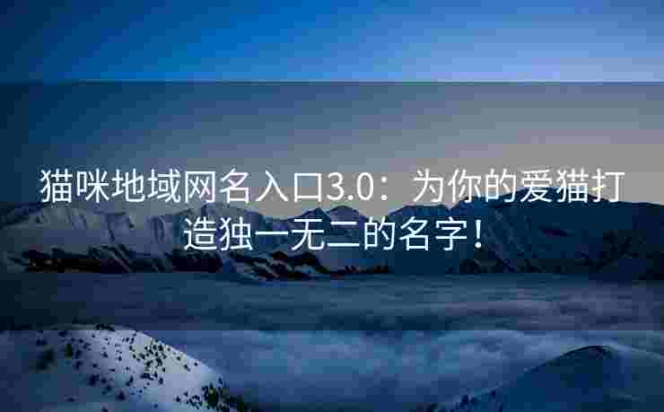 猫咪地域网名入口3.0：为你的爱猫打造独一无二的名字！